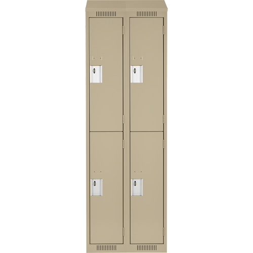 Clean Line Lockers, 2 -tier, Bank of 2, 24" x 18" x 78", Steel, Beige, Rivet (Assembled) Les Fournitures Industrielles Méga
