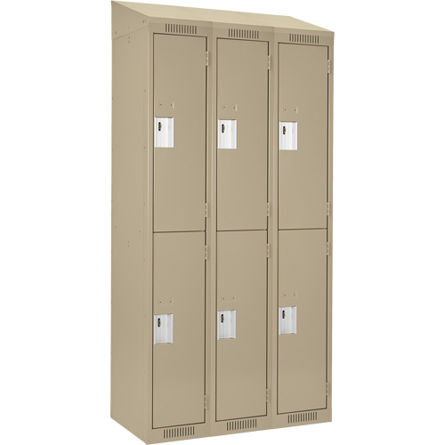 Clean Line Lockers, 2 -tier, Bank of 3, 36" x 18" x 78", Steel, Beige, Rivet (Assembled) Les Fournitures Industrielles Méga