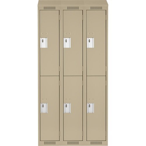 Clean Line Lockers, 2 -tier, Bank of 3, 36" x 18" x 78", Steel, Beige, Rivet (Assembled) Les Fournitures Industrielles Méga