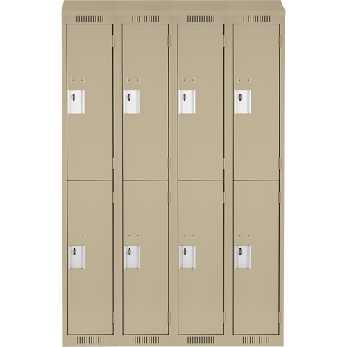 Clean Line Lockers, 2 -tier, Bank of 4, 48" x 18" x 78", Steel, Beige, Rivet (Assembled) Les Fournitures Industrielles Méga