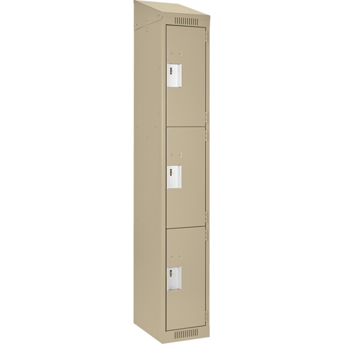 Clean Line Lockers, 3 -tier, 12" x 18" x 78", Steel, Beige, Rivet (Assembled) Les Fournitures Industrielles Méga