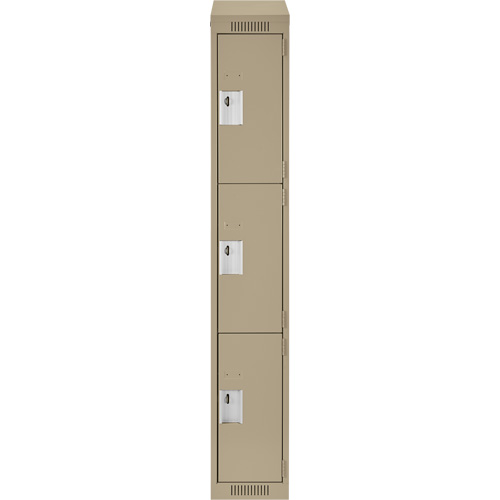 Clean Line Lockers, 3 -tier, 12" x 18" x 78", Steel, Beige, Rivet (Assembled) Les Fournitures Industrielles Méga