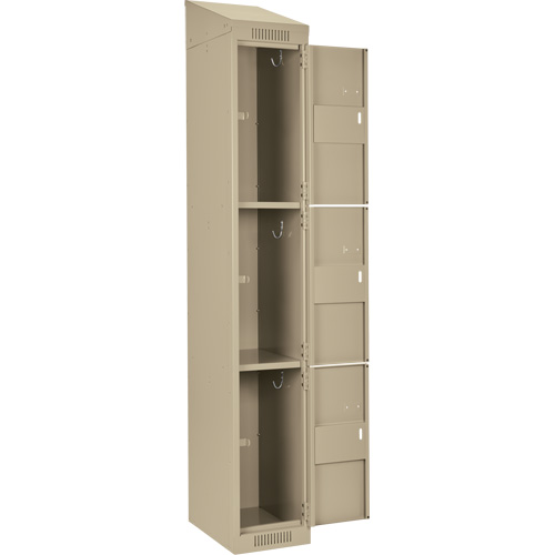Clean Line Lockers, 3 -tier, Bank of 4, 48" x 18" x 78", Steel, Beige, Rivet (Assembled) Les Fournitures Industrielles Méga