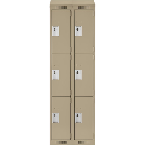 Clean Line Lockers, 3 -tier, Bank of 2, 24" x 18" x 78", Steel, Beige, Rivet (Assembled) Les Fournitures Industrielles Méga