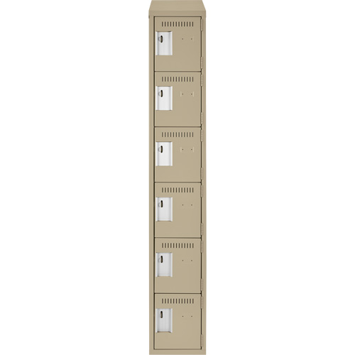 Clean Line Lockerette, 6 -tier, 12" x 18" x 78", Steel, Beige, Rivet (Assembled) Les Fournitures Industrielles Méga