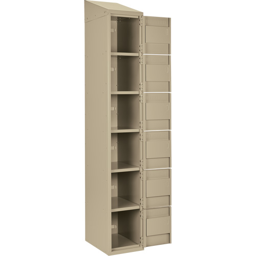 Clean Line Lockerette, 6 -tier, Bank of 4, 48" x 18" x 78", Steel, Beige, Rivet (Assembled) Les Fournitures Industrielles Méga