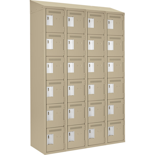 Clean Line Lockerette, 6 -tier, Bank of 4, 48" x 18" x 78", Steel, Beige, Rivet (Assembled) Les Fournitures Industrielles Méga
