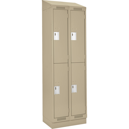 Clean Line Lockers, 2 -tier, Bank of 2, 24" x 18" x 82", Steel, Beige, Rivet (Assembled) Les Fournitures Industrielles Méga