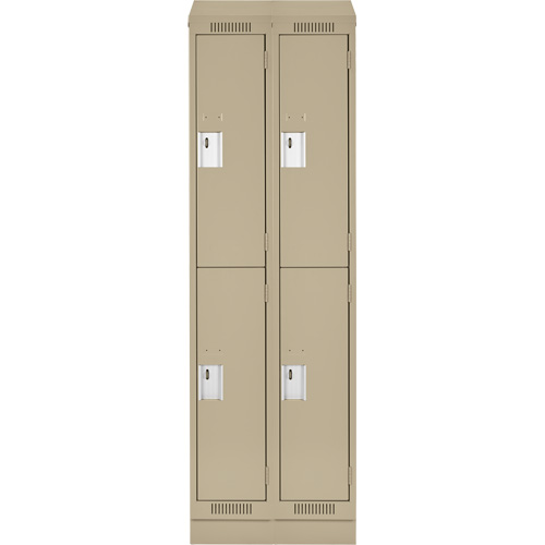Clean Line Lockers, 2 -tier, Bank of 2, 24" x 18" x 82", Steel, Beige, Rivet (Assembled) Les Fournitures Industrielles Méga