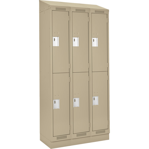 Clean Line Lockers, 2 -tier, Bank of 3, 36" x 18" x 82", Steel, Beige, Rivet (Assembled) Les Fournitures Industrielles Méga