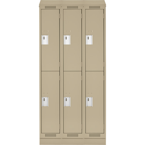 Clean Line Lockers, 2 -tier, Bank of 3, 36" x 18" x 82", Steel, Beige, Rivet (Assembled) Les Fournitures Industrielles Méga