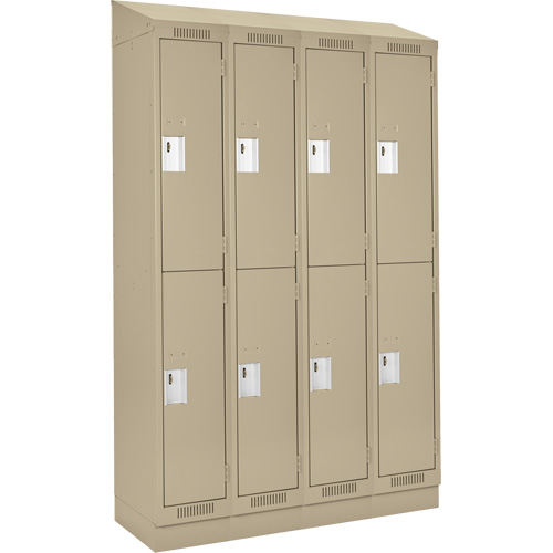 Clean Line Lockers, 2 -tier, Bank of 4, 48" x 18" x 82", Steel, Beige, Rivet (Assembled) Les Fournitures Industrielles Méga