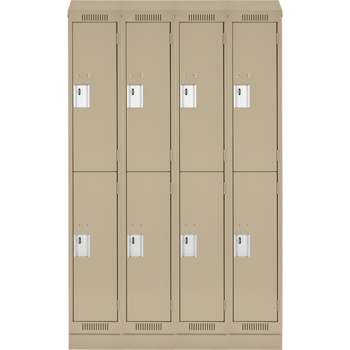 Clean Line Lockers, 2 -tier, Bank of 4, 48" x 18" x 82", Steel, Beige, Rivet (Assembled) Les Fournitures Industrielles Méga
