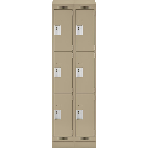 Clean Line Lockers, 3 -tier, Bank of 2, 24" x 18" x 82", Steel, Beige, Rivet (Assembled) Les Fournitures Industrielles Méga