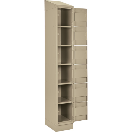 Clean Line Lockerette , 6 -tier, Bank of 4, 48" x 18" x 82", Steel, Beige, Rivet (Assembled) Les Fournitures Industrielles Méga