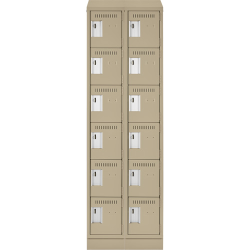 Clean Line Lockerette , 6 -tier, Bank of 2, 24" x 18" x 82", Steel, Beige, Rivet (Assembled) Les Fournitures Industrielles Méga