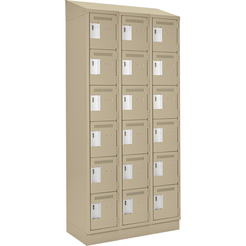 Clean Line Lockerette , 6 -tier, Bank of 3, 36" x 18" x 82", Steel, Beige, Rivet (Assembled) Les Fournitures Industrielles Méga