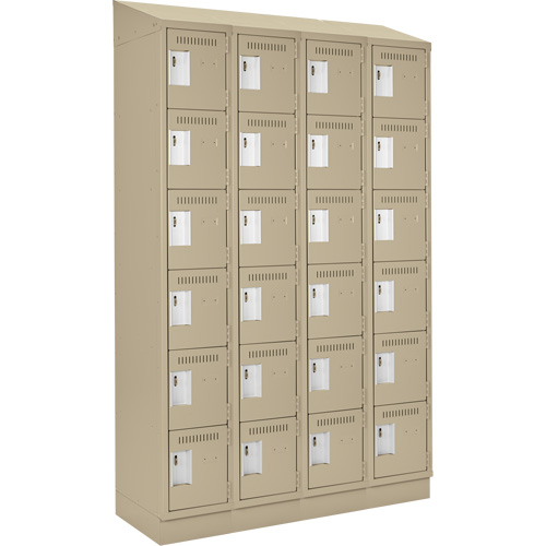 Clean Line Lockerette , 6 -tier, Bank of 4, 48" x 18" x 82", Steel, Beige, Rivet (Assembled) Les Fournitures Industrielles Méga