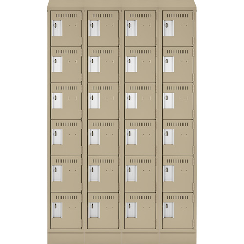 Clean Line Lockerette , 6 -tier, Bank of 4, 48" x 18" x 82", Steel, Beige, Rivet (Assembled) Les Fournitures Industrielles Méga