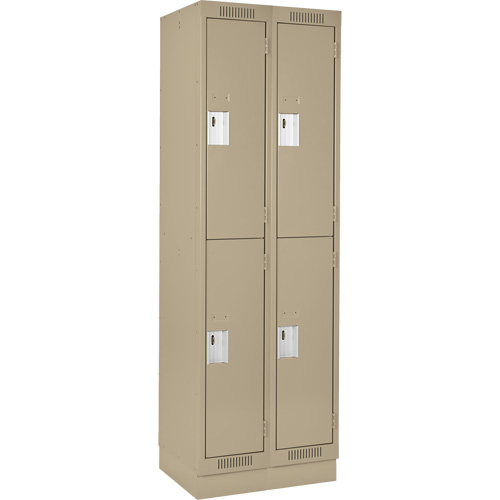 Clean Line Lockers, 2 -tier, Bank of 2, 24" x 18" x 76", Steel, Beige, Rivet (Assembled) Les Fournitures Industrielles Méga