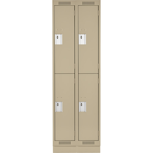 Clean Line Lockers, 2 -tier, Bank of 2, 24" x 18" x 76", Steel, Beige, Rivet (Assembled) Les Fournitures Industrielles Méga