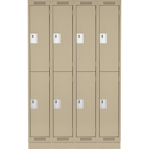 Clean Line Lockers, 2 -tier, Bank of 4, 48" x 18" x 76", Steel, Beige, Rivet (Assembled) Les Fournitures Industrielles Méga
