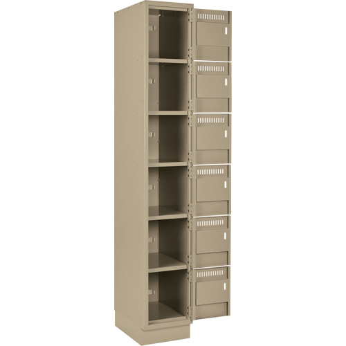 Clean Line Lockerette, 6 -tier, Bank of 2, 24" x 18" x 76", Steel, Beige, Rivet (Assembled) Les Fournitures Industrielles Méga