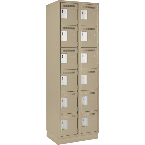 Clean Line Lockerette, 6 -tier, Bank of 2, 24" x 18" x 76", Steel, Beige, Rivet (Assembled) Les Fournitures Industrielles Méga