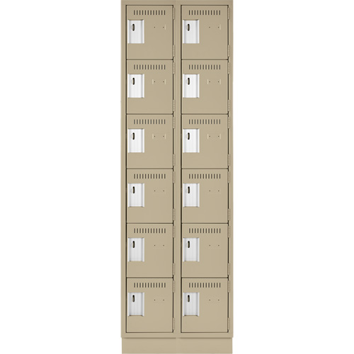 Clean Line Lockerette, 6 -tier, Bank of 2, 24" x 18" x 76", Steel, Beige, Rivet (Assembled) Les Fournitures Industrielles Méga