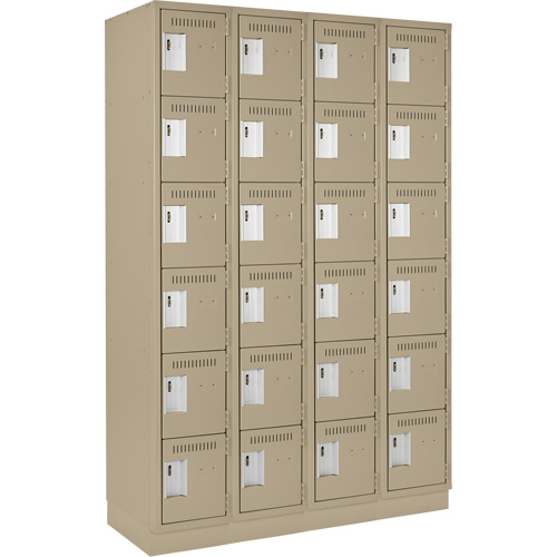 Clean Line Lockerette, 6 -tier, Bank of 4, 48" x 18" x 76", Steel, Beige, Rivet (Assembled) Les Fournitures Industrielles Méga