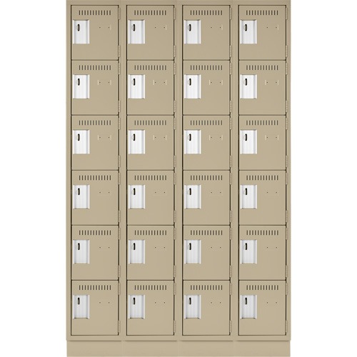 Clean Line Lockerette, 6 -tier, Bank of 4, 48" x 18" x 76", Steel, Beige, Rivet (Assembled) Les Fournitures Industrielles Méga
