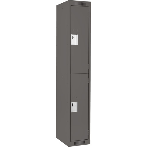 Clean Line Lockers, 2 -tier, 12" x 18" x 72", Steel, Charcoal, Rivet (Assembled) Les Fournitures Industrielles Méga