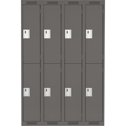 Clean Line Lockers, 2 -tier, Bank of 4, 48" x 18" x 72", Steel, Charcoal, Rivet (Assembled) Les Fournitures Industrielles Méga
