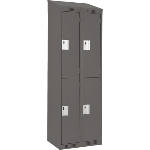 Clean Line Lockers, 2 -tier, Bank of 2, 24" x 18" x 78", Steel, Charcoal, Rivet (Assembled) Les Fournitures Industrielles Méga