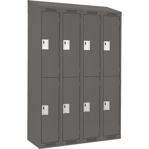 Clean Line Lockers, 2 -tier, Bank of 4, 48" x 18" x 78", Steel, Charcoal, Rivet (Assembled) Les Fournitures Industrielles Méga