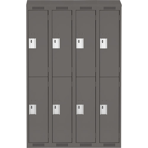 Clean Line Lockers, 2 -tier, Bank of 4, 48" x 18" x 78", Steel, Charcoal, Rivet (Assembled) Les Fournitures Industrielles Méga