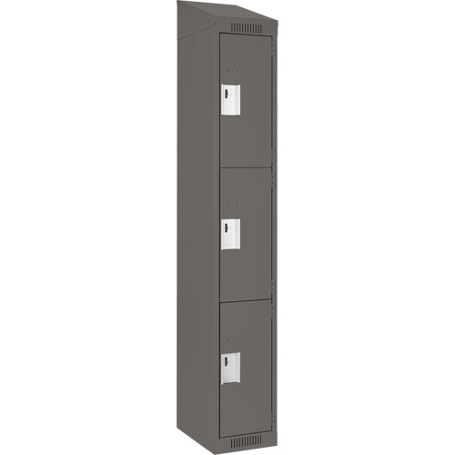 Clean Line Lockers, 3 -tier, 12" x 18" x 78", Steel, Charcoal, Rivet (Assembled) Les Fournitures Industrielles Méga