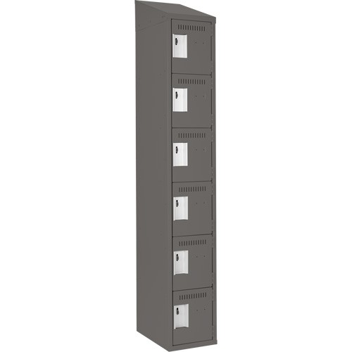 Clean Line Lockerette, 6 -tier, 12" x 18" x 78", Steel, Charcoal, Rivet (Assembled) Les Fournitures Industrielles Méga