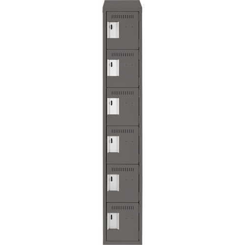Clean Line Lockerette, 6 -tier, 12" x 18" x 78", Steel, Charcoal, Rivet (Assembled) Les Fournitures Industrielles Méga