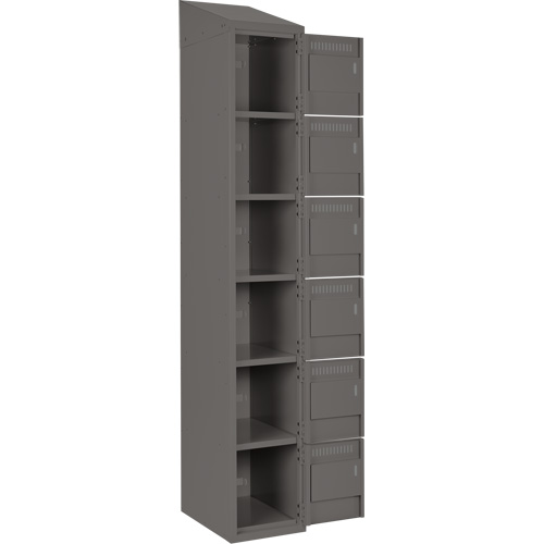 Clean Line Lockerette, 6 -tier, Bank of 3, 36" x 18" x 78", Steel, Charcoal, Rivet (Assembled) Les Fournitures Industrielles Méga