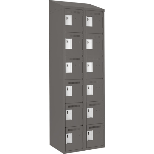 Clean Line Lockerette, 6 -tier, Bank of 2, 24" x 18" x 78", Steel, Charcoal, Rivet (Assembled) Les Fournitures Industrielles Méga