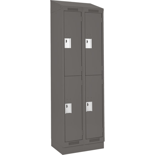 Clean Line Lockers, 2 -tier, Bank of 2, 24" x 18" x 82", Steel, Charcoal, Rivet (Assembled) Les Fournitures Industrielles Méga