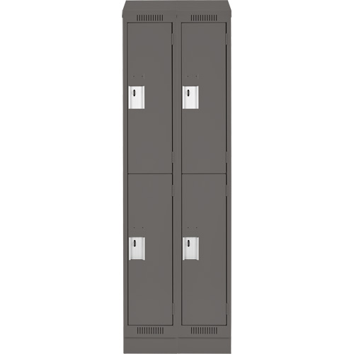 Clean Line Lockers, 2 -tier, Bank of 2, 24" x 18" x 82", Steel, Charcoal, Rivet (Assembled) Les Fournitures Industrielles Méga