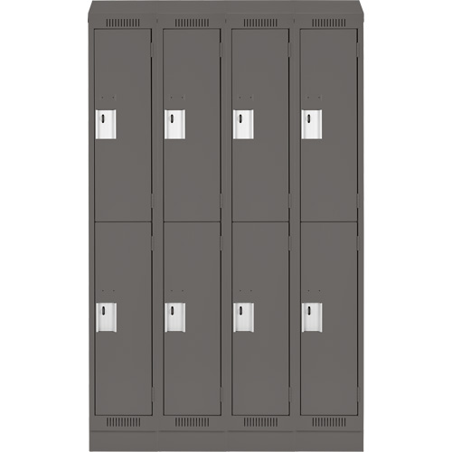 Clean Line Lockers, 2 -tier, Bank of 4, 48" x 18" x 82", Steel, Charcoal, Rivet (Assembled) Les Fournitures Industrielles Méga