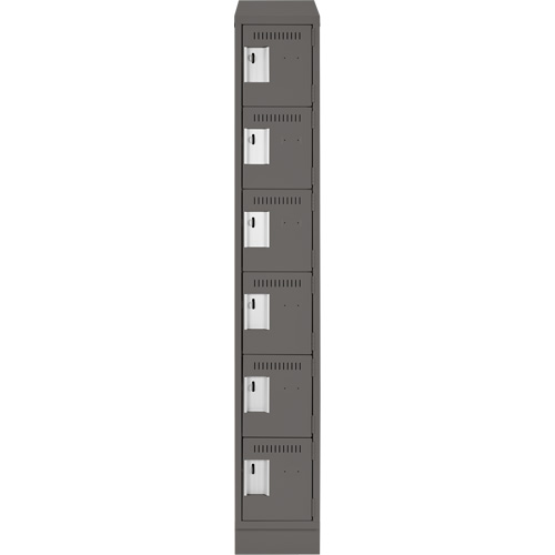 Clean Line Lockerette, 6 -tier, 12" x 18" x 82", Steel, Charcoal, Rivet (Assembled) Les Fournitures Industrielles Méga