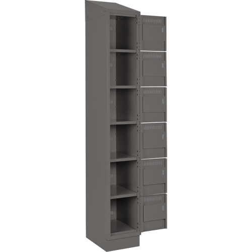 Clean Line Lockerette, 6 -tier, Bank of 4, 48" x 18" x 82", Steel, Charcoal, Rivet (Assembled) Les Fournitures Industrielles Méga