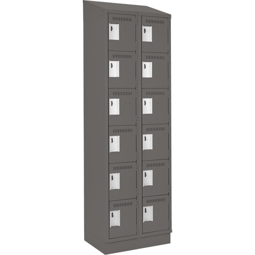 Clean Line Lockerette, 6 -tier, Bank of 2, 24" x 18" x 82", Steel, Charcoal, Rivet (Assembled) Les Fournitures Industrielles Méga