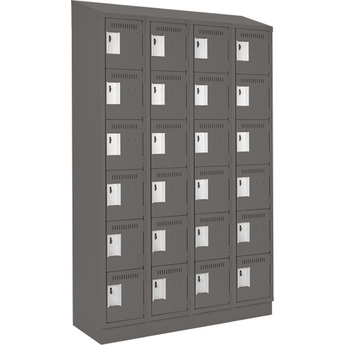 Clean Line Lockerette, 6 -tier, Bank of 4, 48" x 18" x 82", Steel, Charcoal, Rivet (Assembled) Les Fournitures Industrielles Méga