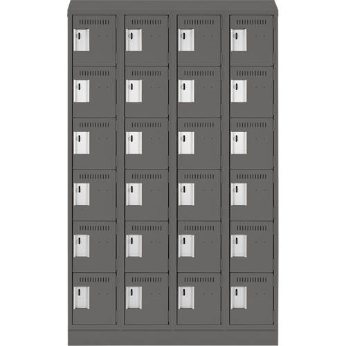 Clean Line Lockerette, 6 -tier, Bank of 4, 48" x 18" x 82", Steel, Charcoal, Rivet (Assembled) Les Fournitures Industrielles Méga