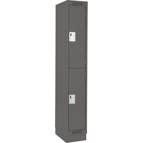 Clean Line Lockers, 2 -tier, 12" x 18" x 76", Steel, Charcoal, Rivet (Assembled) Les Fournitures Industrielles Méga